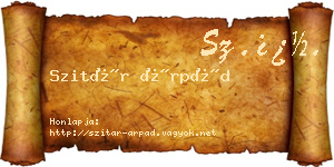 Szitár Árpád névjegykártya